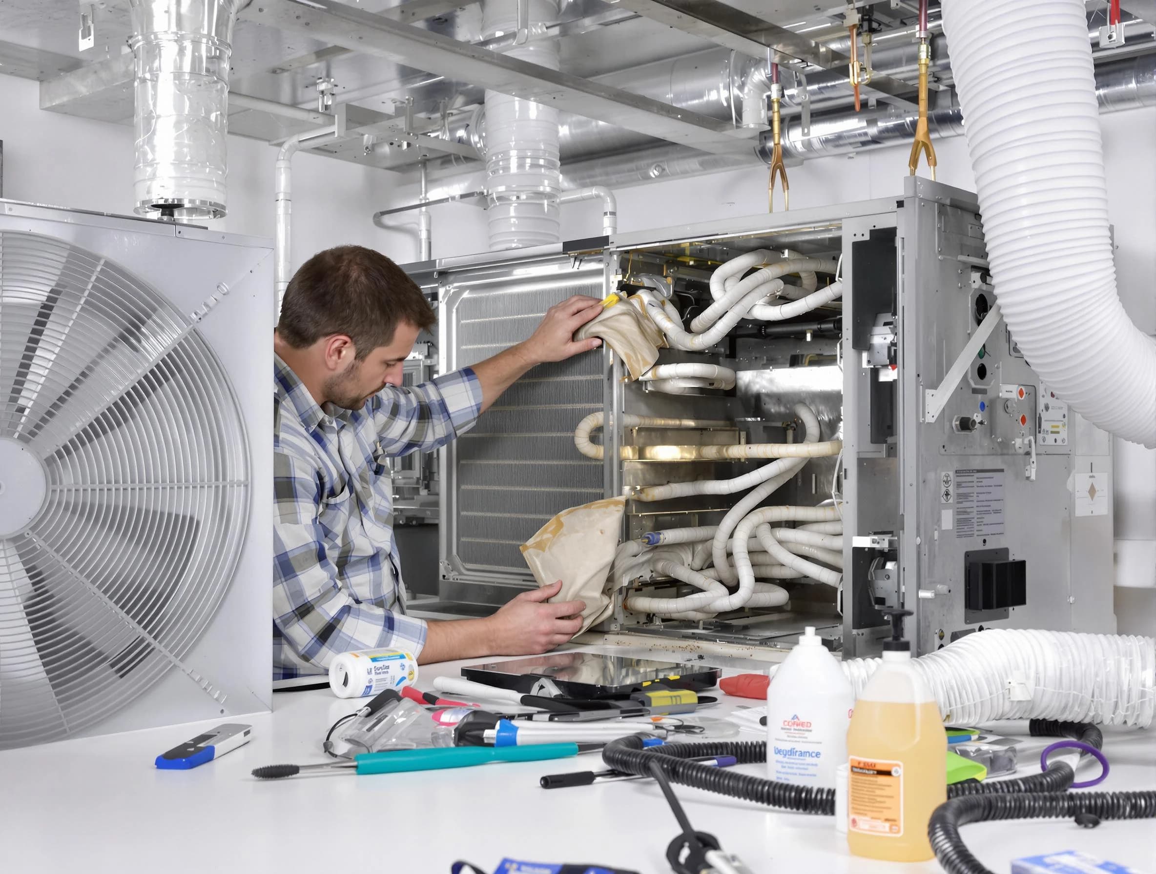 Lafayette Air Duct Cleaning specialist performing precision AC coil cleaning in Lafayette