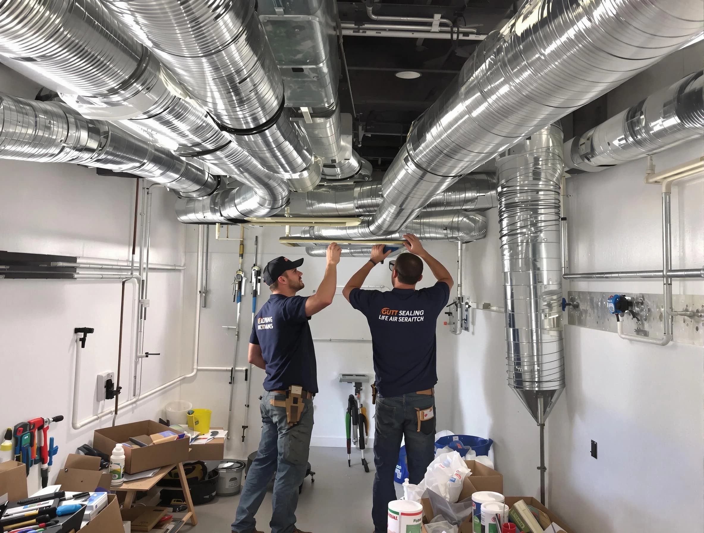 Lafayette Air Duct Cleaning technician applying professional duct sealing solutions in Lafayette