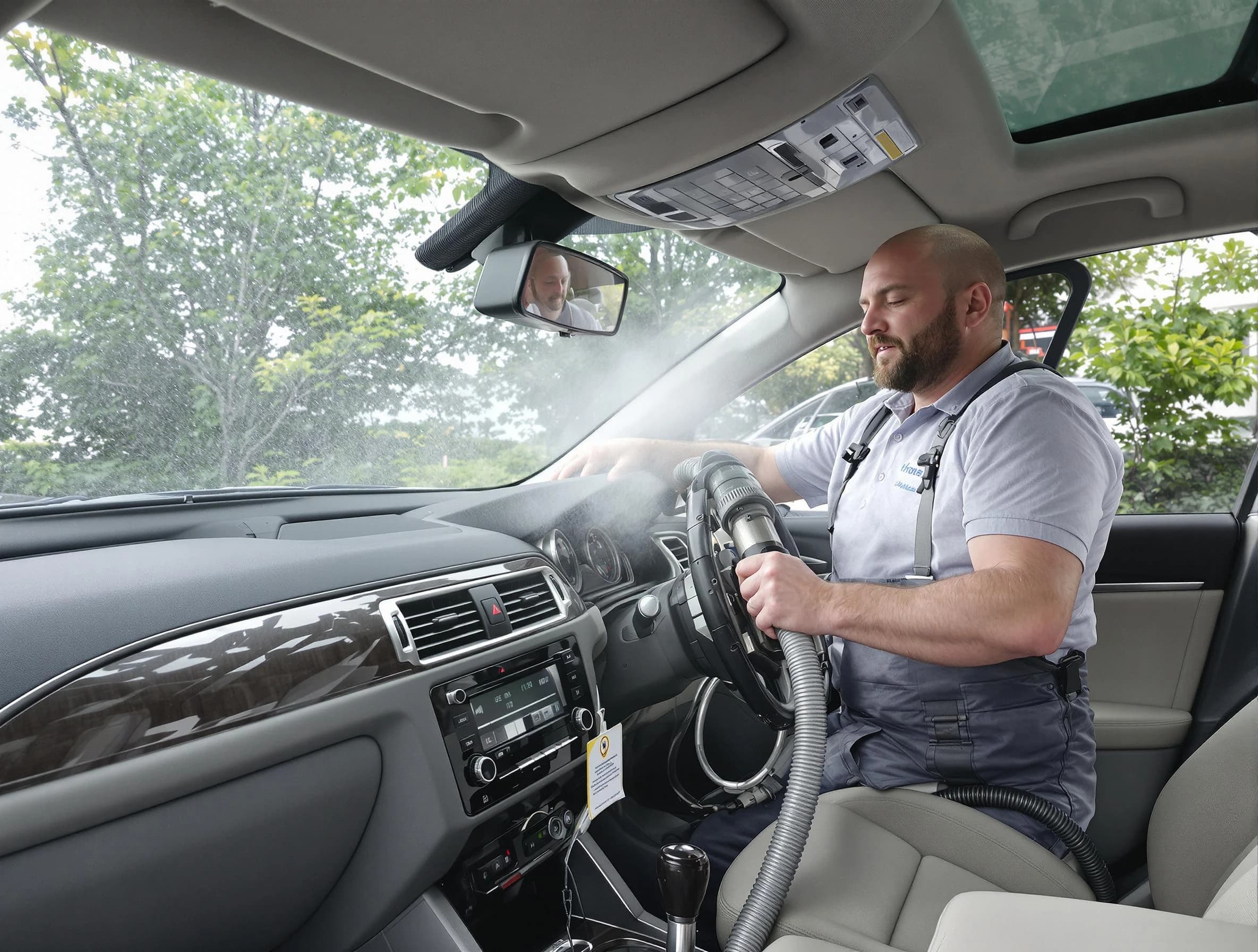 Lafayette Air Duct Cleaning specialist performing professional car duct cleaning in Lafayette
