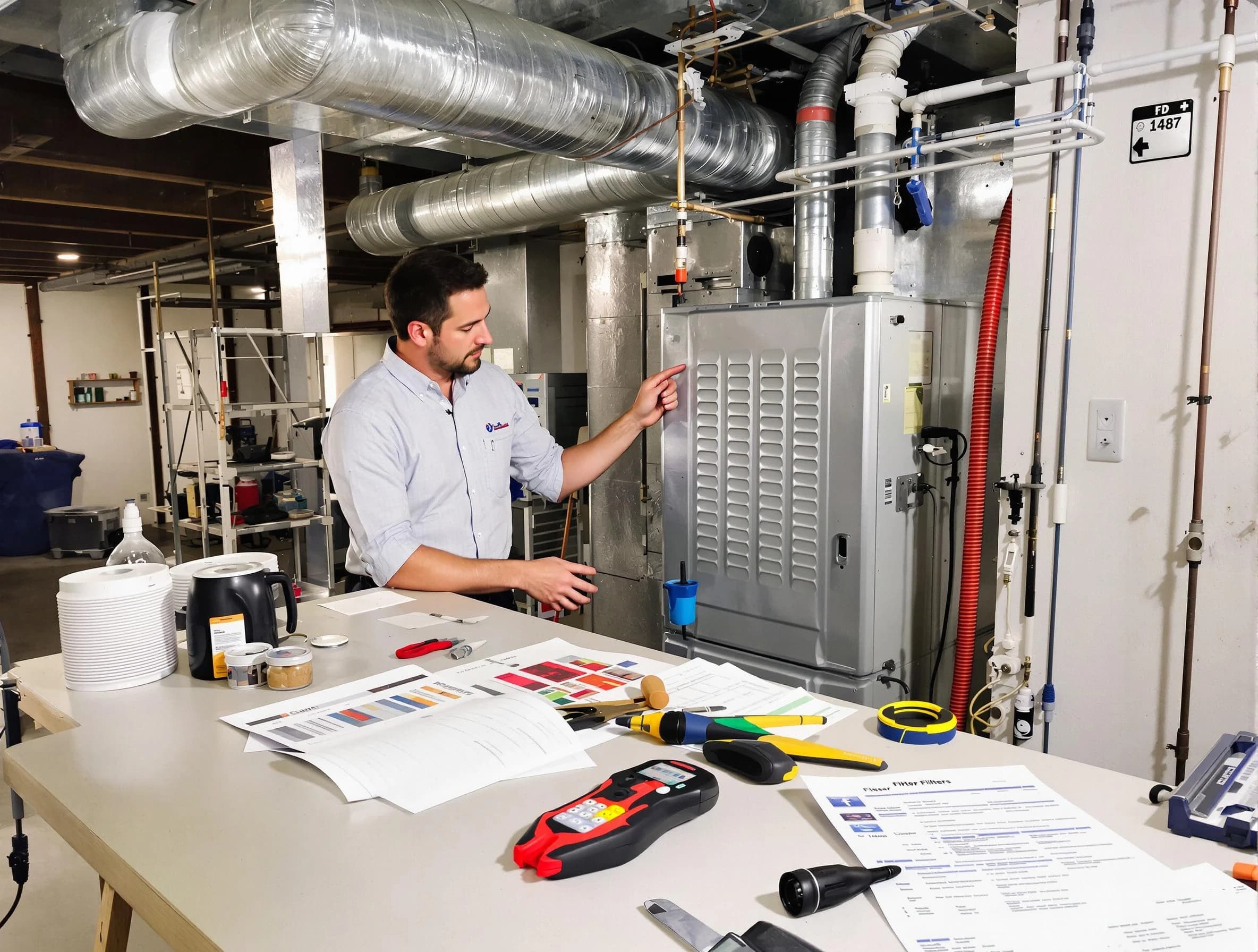 Lafayette Air Duct Cleaning inspector conducting detailed filter system evaluation using professional diagnostic tools in Lafayette