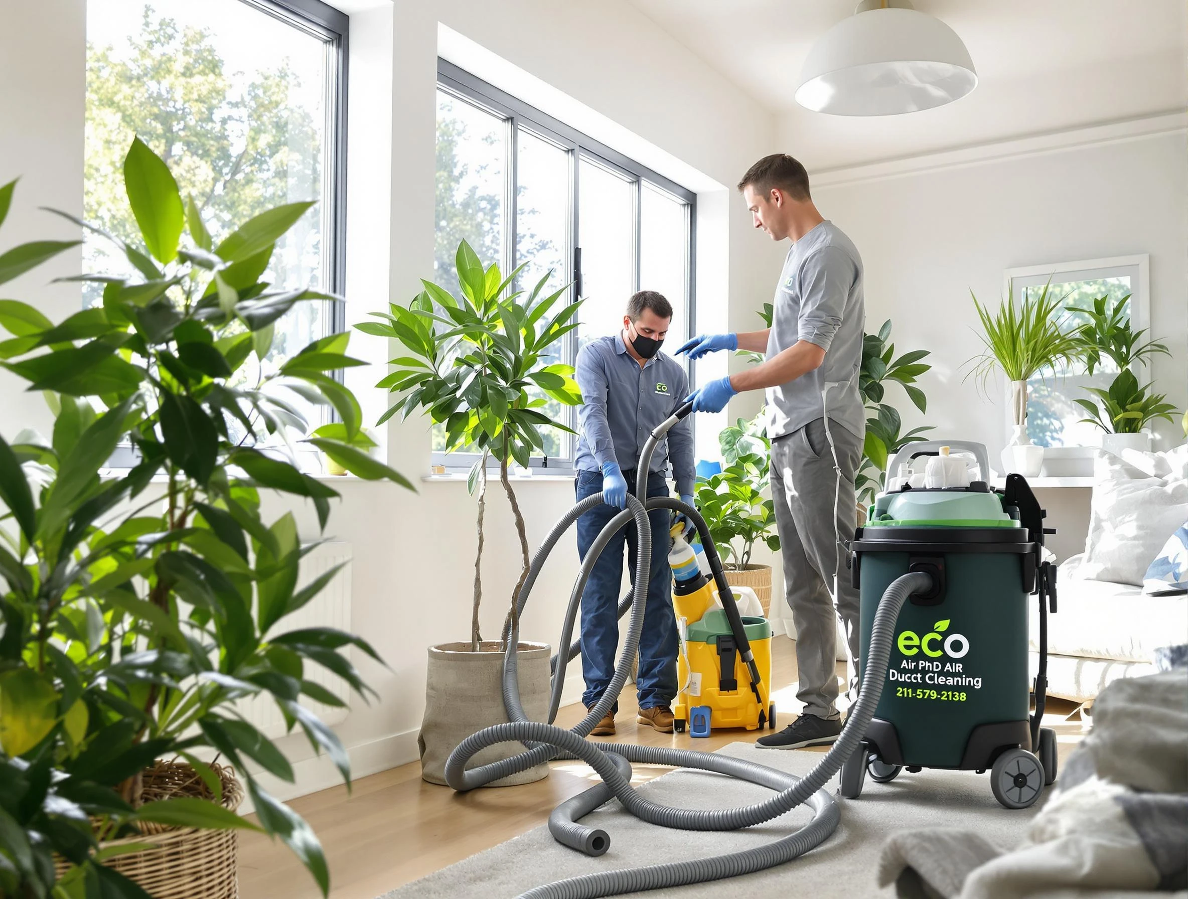 Lafayette Air Duct Cleaning technician performing eco-friendly duct cleaning using sustainable methods in Lafayette