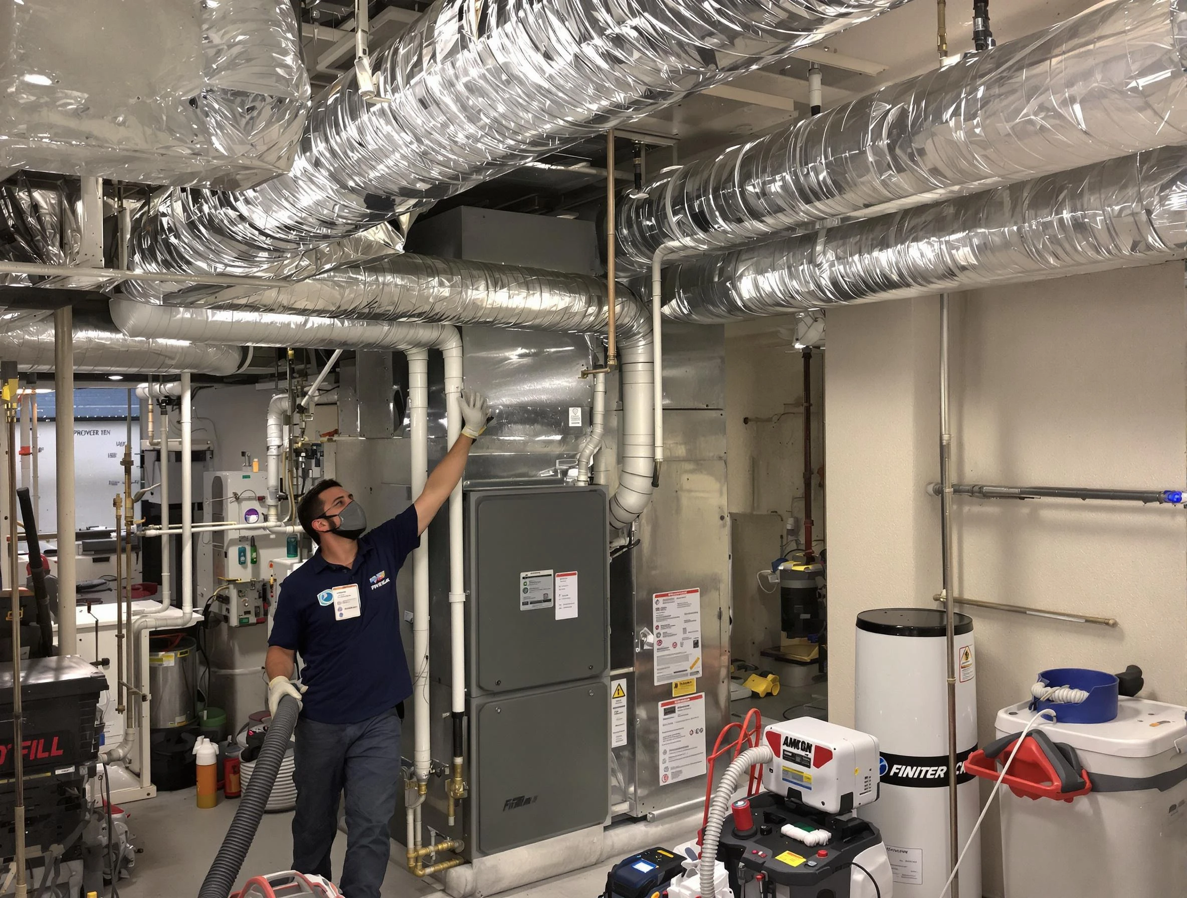 Lafayette Air Duct Cleaning specialist performing thorough furnace duct cleaning in a Lafayette residence