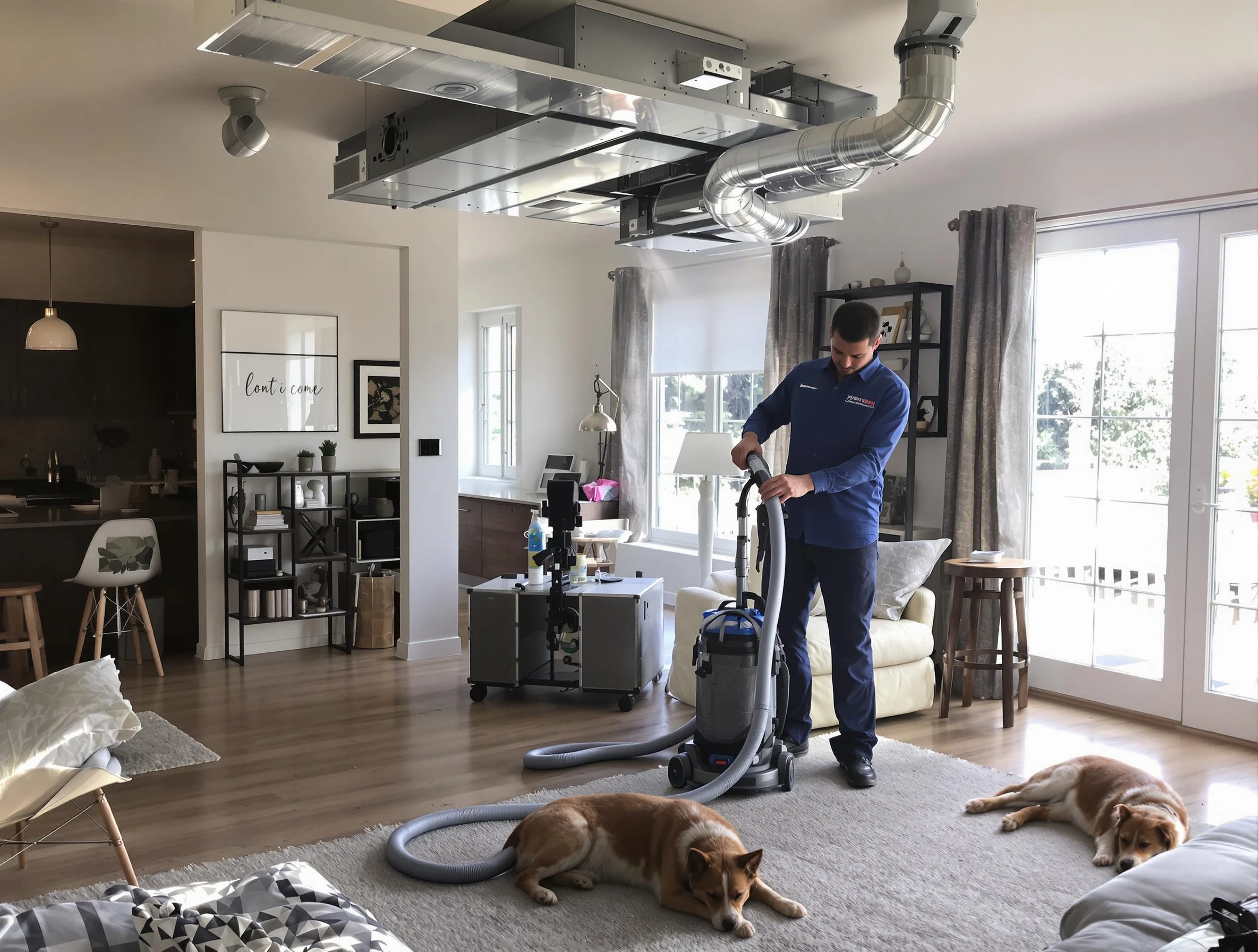 Lafayette Air Duct Cleaning technician performing detailed indoor duct cleaning for improved air quality in Lafayette