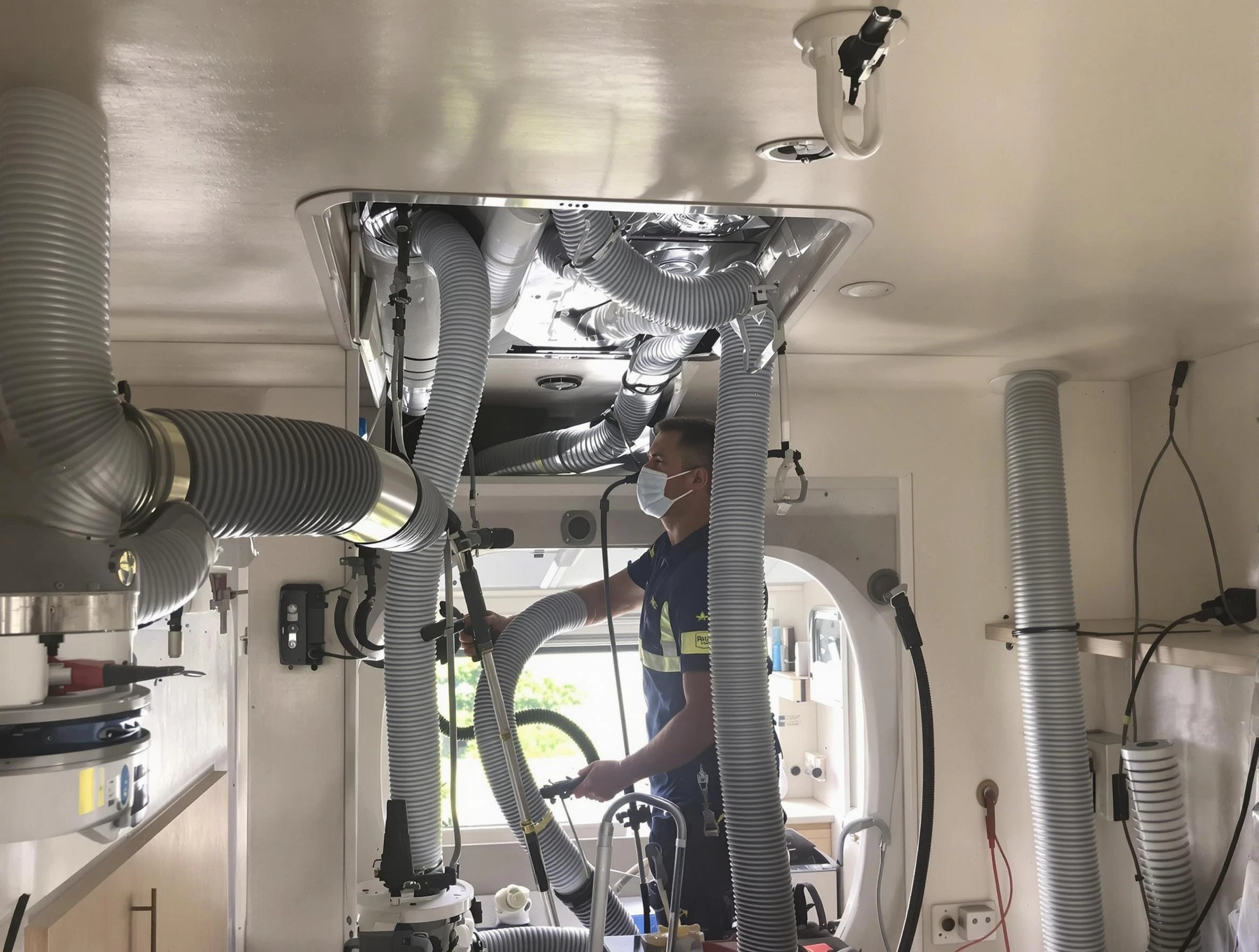 Lafayette Air Duct Cleaning specialist performing precise mobile home duct cleaning in Lafayette