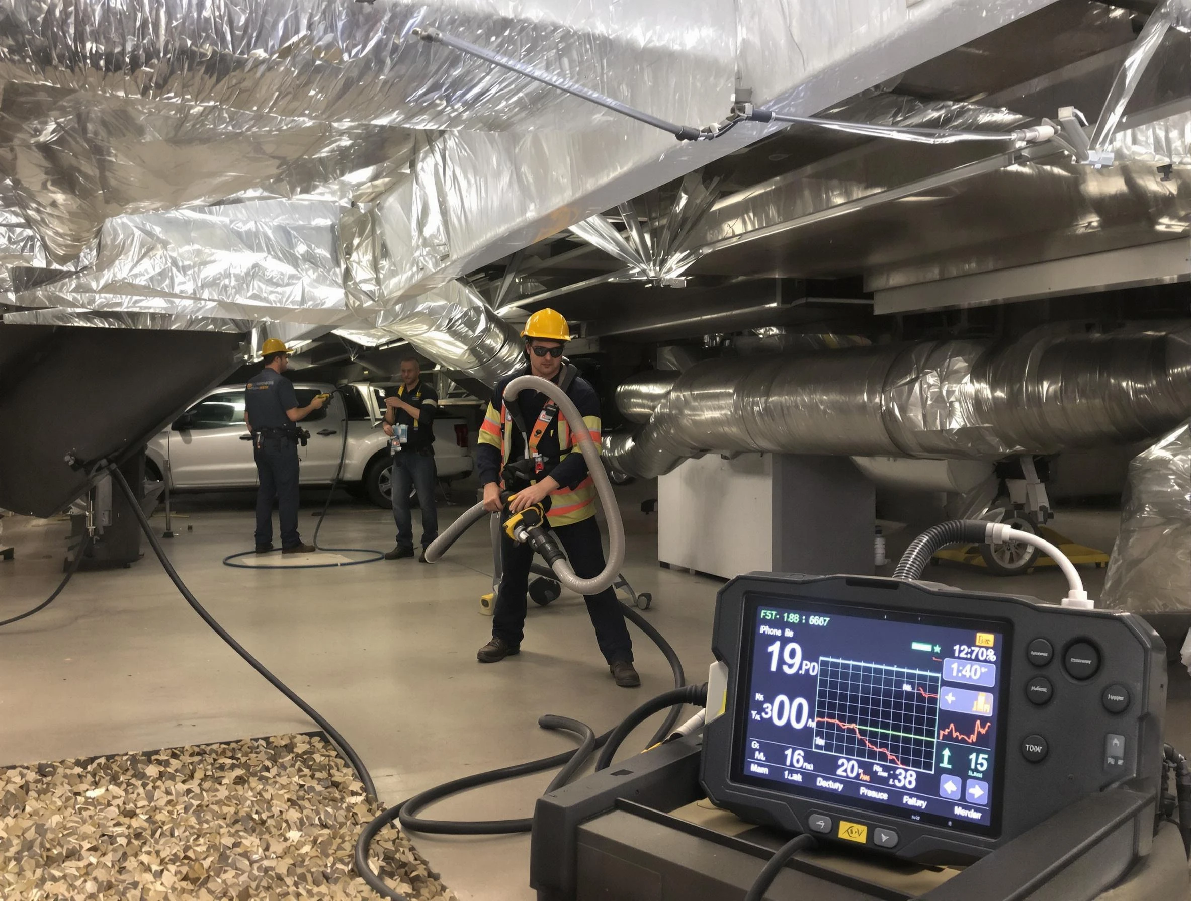 Professional negative pressure duct cleaning by Lafayette Air Duct Cleaning in Lafayette